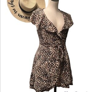 Free People French Quarter Wrap Ruffle Mini Dress size XS
